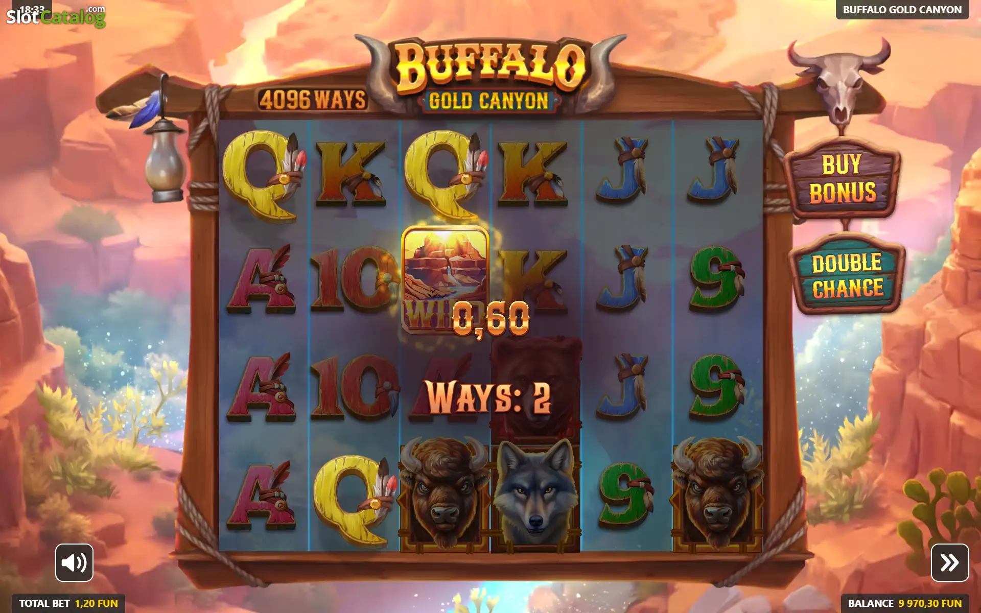 Buffalo Gold Canyon win state with connected wildlife symbols